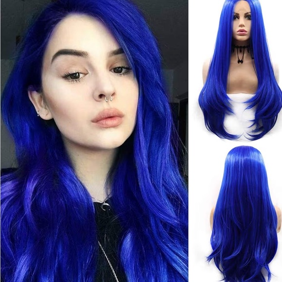 22” Vibrant Blue Women's NATURAL STRAIGHT Wig NEW